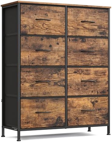 SONGMICS Dresser for Bedroom, Tall Dresser with 8 Fabric Drawers