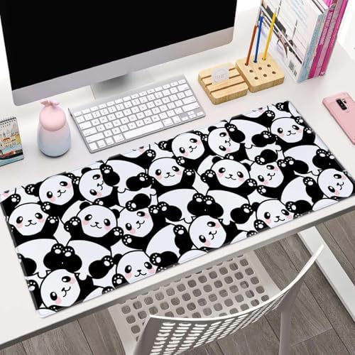 Cute Baby Panda Large Gaming Mouse Pad,Mouse Pad Gaming 31.5 x 11.8 in Mouse Mat Desk Pad,Large Desk Mat,Extended Keyboard Mousepad with Non-Slip Base and Stitched Edge for Desk Home Office