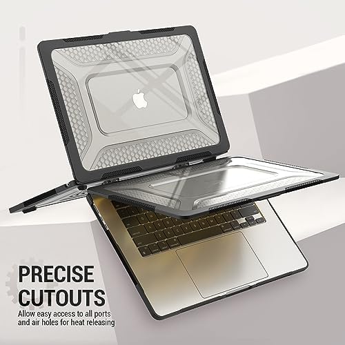 SEYMAC stock Case for MacBook Air 15 inch, Shock-Absorbing Protection with Folding Stand &Mouse Pad Case for MacBook Air 15 inch, Black