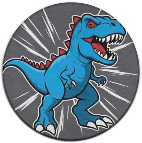 Fashion Round Area Rug Large Non Slip Carpet, Dino Dinosaur Unisex Home Decor Mat