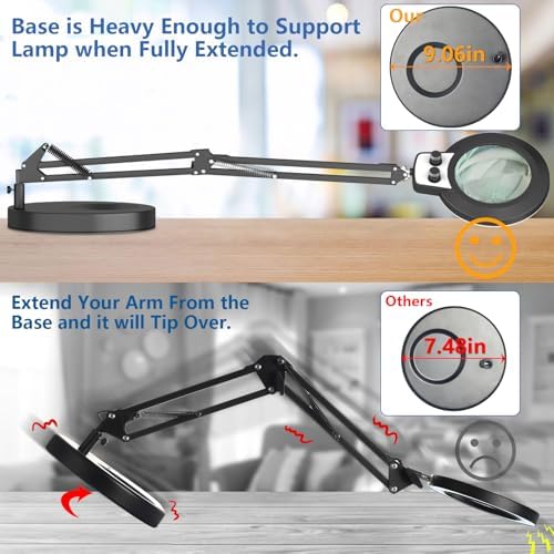 HITTI 12X Magnifying Glass with Light,Upgrade Infinite Color
