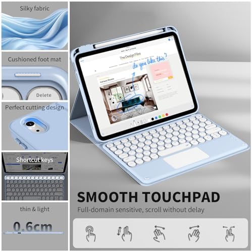 JKSML for iPad(A16) 11th/10th Generation Case with Keyboard, Round Key