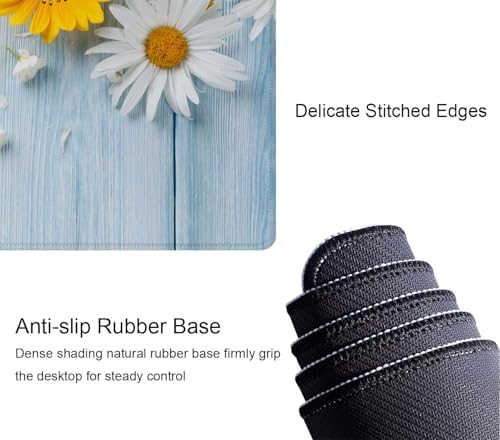 Desk Mat Flowers and Wood Large Keyboard Mouse Pad for Laptop PC Setup Desk Cover Protector Desk DéCor for Office Home Work Gaming 31.5" X 11.8" Stitched Edge Non-Slip Design