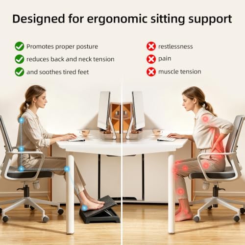 JOYZAN Foldable Foot Rest for Under Desk Footstool with Massage Roller
