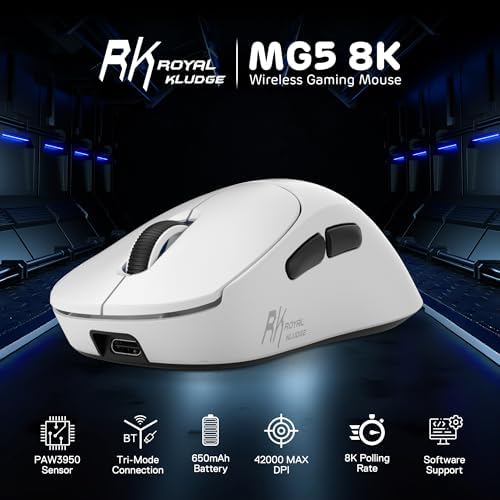 RK ROYAL KLUDGE MG5 8K Wireless Gaming Mouse 42000 DPI PAW3950 Sensor