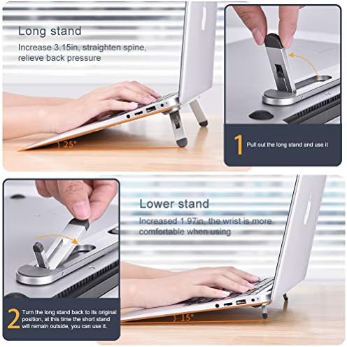 Aluminum Adhesive Laptop Cooling Riser, Foldable for Travel Office