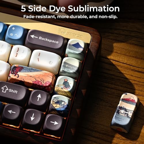 OHY Musashi keycaps,Japanese Theme 132 - Key White & Blue Custom Key Cap