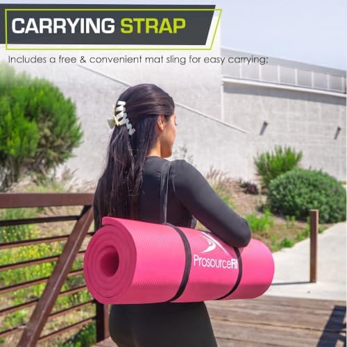 ProsourceFit Extra Thick Yoga and Pilates Mat, 71-inch Long High Density Exercise Mat with Comfort Foam and Carrying Strap