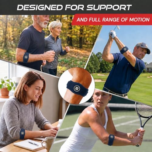 Sleeve Stars Tennis Elbow Brace Men & Women, Fits 9"-23" (Pair/Navy Blue)