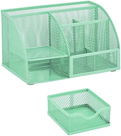 Annova Mesh Desk Organizer Office with 7 Compartments + Drawer/Desk Tidy Candy/Pen Holder/Multifunctional Organizer (Green23)