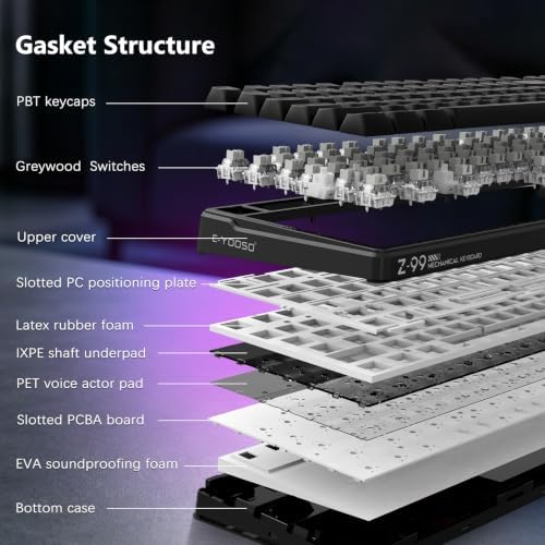 HUO JI Z-99 Wired Mechanical Keyboard, Creamy Sound, RGB Backlit, Black