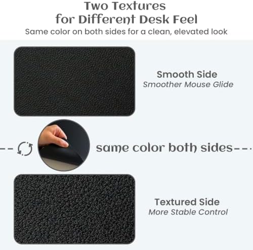 Leather Desk Pad Protector, Large Office Faux Leather Desk Mat, Non-Slip Large Mouse Pad, Flexible Desktop Dry Erase Planning Sheets Included - 16"x34" Obsidian Black