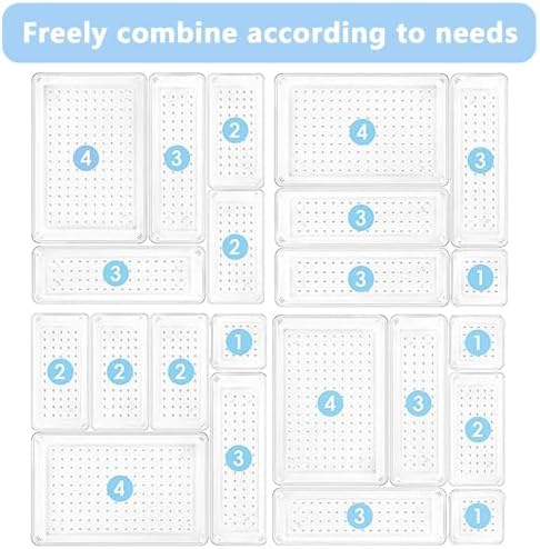 27 PCS Clear Drawer Organizer Set, 4 Sizes Desk Drawer Storage Bins, Divider Trays for Makeup, Vanity, Bathroom, Kitchen, Office