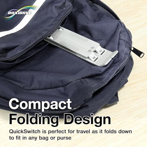 BoxWave Stand and Mount Compatible with Framework Laptop 12 - Compact QuickSwitch Stand, Portable Multi Angle Viewing Foldable Riser - Metallic Silver