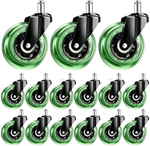 3 Inch Office Chair Wheels, Set of 15 (Green)