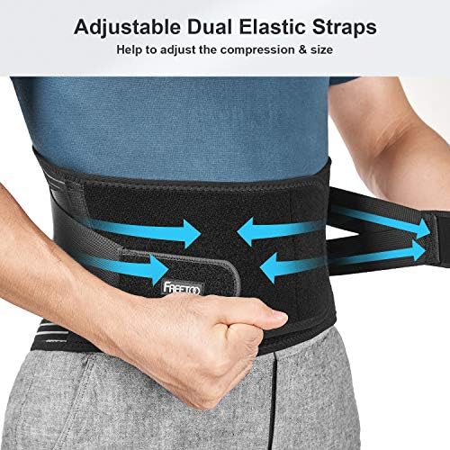 FREETOO Back Braces for Lower Back Pain Relief with 6 Stays, Breathable Back Support Belt for Men/Women for work , Anti-skid lumbar support belt with 16-hole Mesh for sciatica(S)