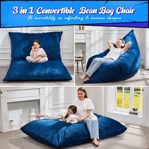 Hobestluk Adult Bean Bag Chair 3 in 1 Convertible Large Bean Bag Sofa