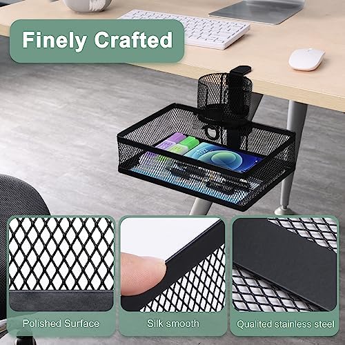 ROSYLINE Rotary Under Desk Storage Organizer with Cup Holder & Drawer Tray