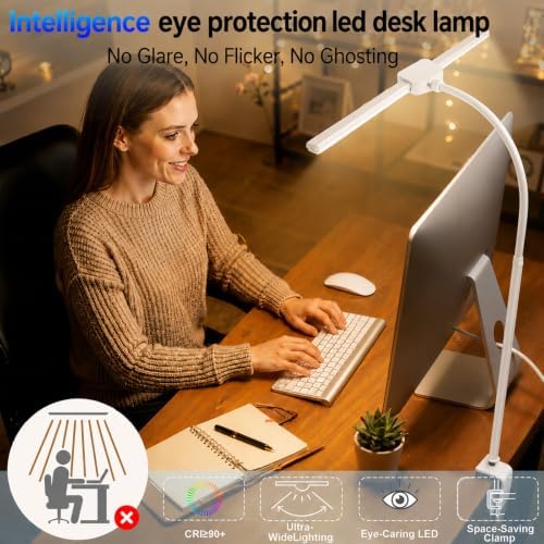 Desk Lamps for Home Office, Computer Light Bar, Double Head, White