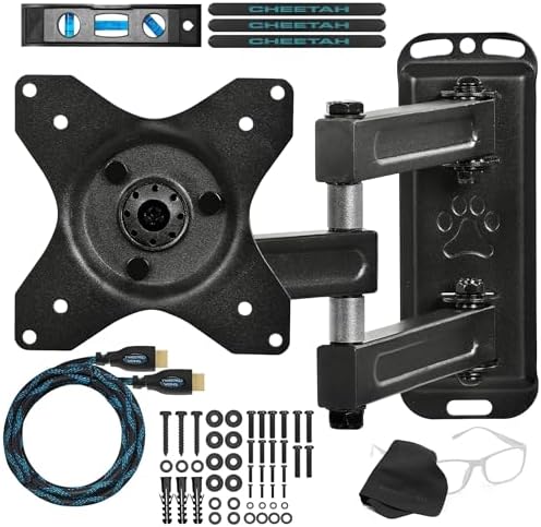 Cheetah TV Monitor Wall Mount for 12-49 Inch TVs up to 40lbs VESA 100x100mm, with 10ft HDMI Cable, TouchAdjust- Simply Grab, Adjust, Release Full Motion Swivel Tilt Bracket, Low Profile & Extends 15"