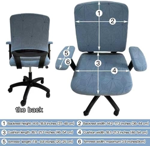 High Elasticity Anti Slip Office Chair Cover, Split Design for Easy Installation,Universal Desk Chair Cover wear-Resistant and Scratch Resistant (Sky Blue, Chair seat Case + Back Case)