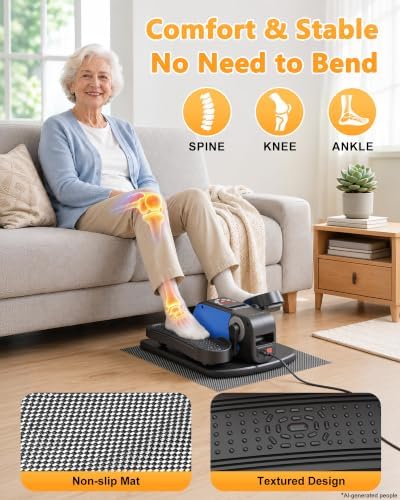 Mini Under Desk Elliptical Electric Leg Exerciser for Senior 12 Speed 4Mode