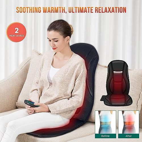 Snailax Vibration Back Massager with Heat, 8 Motors Massage Chair Pad