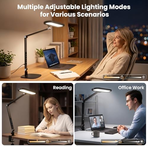 LIONVISON LED Desk Lamps for Office: Clamp & Stand Double Side Desk Light