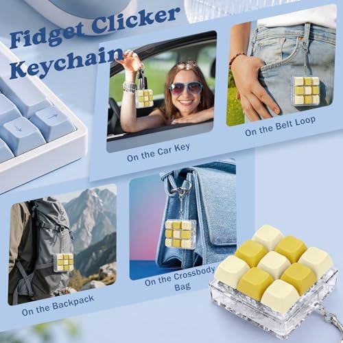 Keyboard Fidget Toy, Creamy Fidget Clicker Keyboard Fidget Keychain, Button Fidget Gifts for Adults, Boost Focus & Ease Anxiety Anywhere — Perfect Stress-Relief Gift (3×3 Grid Layout X)