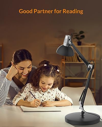 LEPOWER Metal Adjustable Desk Lamp with Clamp, Swing Arm for Home Office
