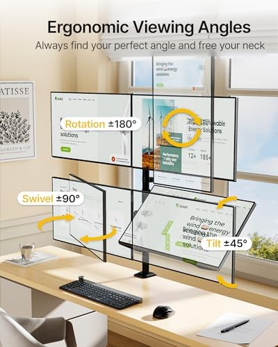 monTEK Quad Monitor Stand for Four 17-32" Screens, 22 lbs Each