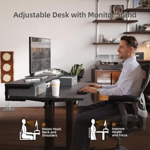 Claiks 48''*24'' Electric Standing Desk with Drawers, Black