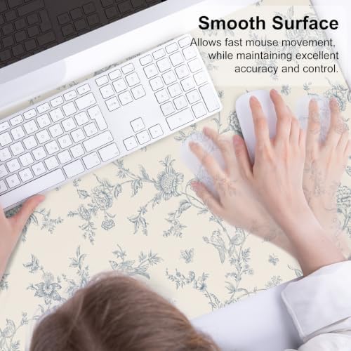 QIYI PU Leather Large Mouse Pad, Waterproof Desk Mat, 31.5" x 15.7", Toile