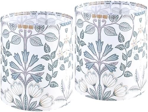 GO&SO Lamp Shades Set of 2,10" D x 10" H,Small Drum,Blue Green Floral