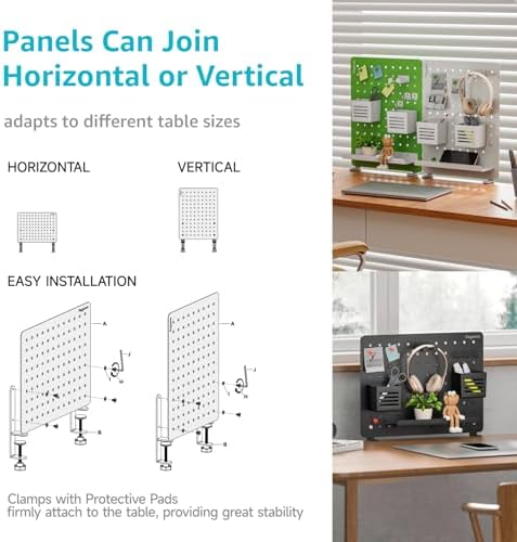 PEGZONE Clamp on Desk Pegboard, 16.5" x 12.6", with 10 Accessories, White