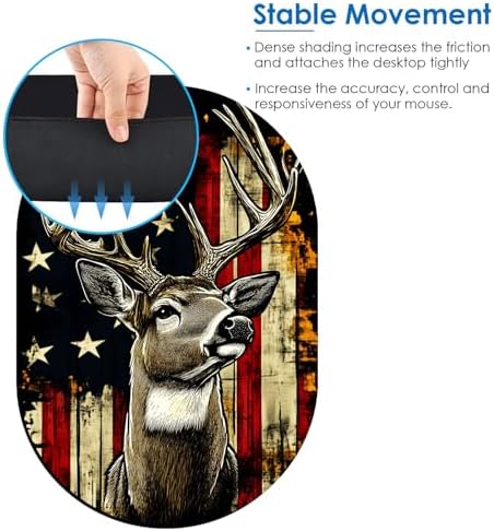 Small Mouse pad, Portable, Waterproof Non-Slip Rubber Bottom, Suitable for Wireless Mouse, Laptop Keyboard Tray for Both Men and Women, Office Travel 7.1x10.6in，Deer with American Flag