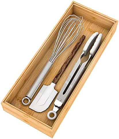 Utensil Organizer Silverware Drawer Organizer-Stackable Bamboo Flatware Caddy Cutlery Holder, Wooden Storage Boxes Tray for Bedroom,Office, Bathroom, Vanity & Garage Tool Organization(15"6"2.5")
