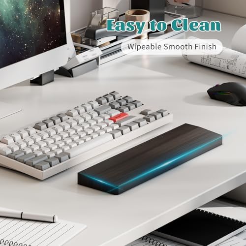 Wooden Wrist Rest, 11.8-inch Length and 22mm Thickness for Small Keyboard, Bamboo Wood Palm Rest, Ergonomic Design for Mechanical Gaming Keyboard