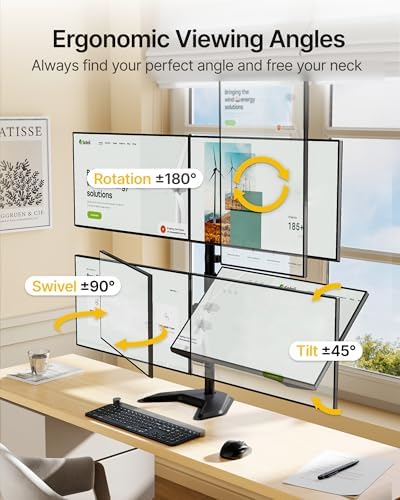 monTEK Freestanding Quad Monitor Stand for Four 17-32" Screens, 22 lbs Each
