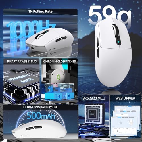 ATTACK SHARK G3 PRO Tri-Mode Wireless Gaming Mouse with RGB Charging Dock