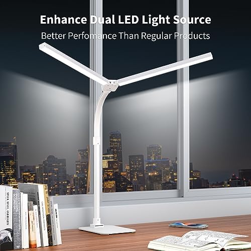 LED Desk Lamp Architect Task Light Dual Head Modern Flexible Gooseneck Tall