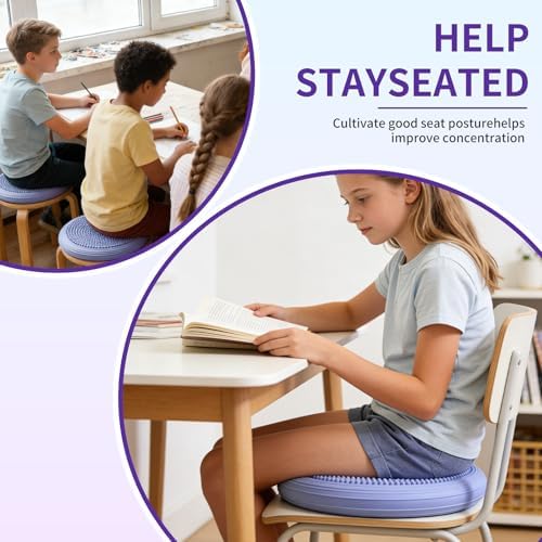 Wobble Cushion Balance Pad, Inflated Wiggle Seat for Office Chair & Home Seating, Sensory Chair Alternative for Core Stability, Posture Correction, Back Pain Relief with Air Pum