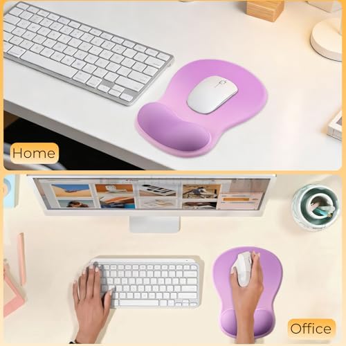 Gel Mouse Pad with Wrist Support, Ergonomic Mousepad with Wrist Rest, Gaming Mouse Pad with Soft Cushion & Non-Slip PU Base & Concave Design & Pain Relief, for Home Office Computer, Purple Gradient