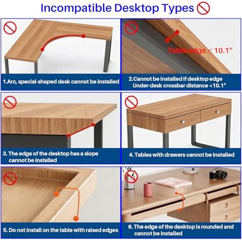 BYMECOST Sliding No Drill Under Desk Laptop Mount, Metal Storage Shelf