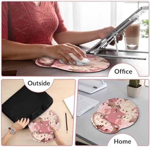 KONVINIT Ergonomic Mouse Pad with Wrist Rest, Small Mousepad with Non-Slip Rubber Base and Smooth Surface, Beach Mouse Pads for Desk, Office Desk Accessories