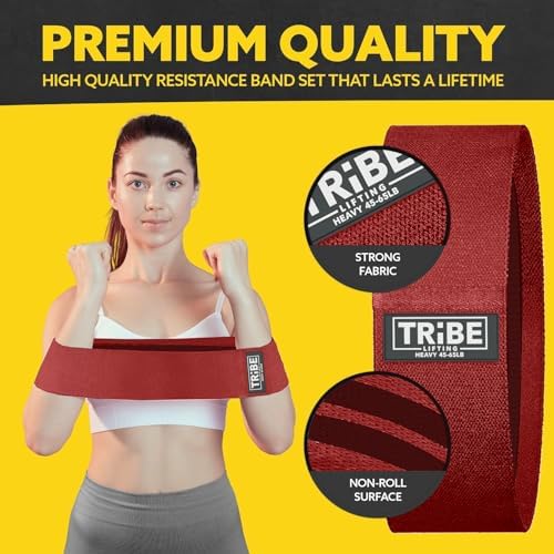 Fabric Resistance Bands for Working Out, 3-Pack for Legs and Glutes