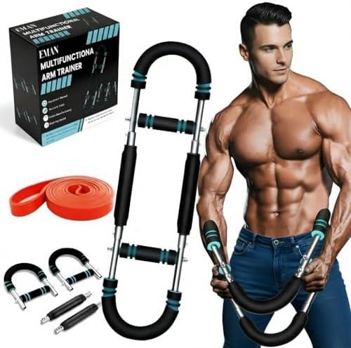 EMAN Power Twister Arm Trainer – 30–130 lbs Adjustable Resistance with 4 Built-in Steel Springs, Chest Expander & Forearm Exerciser, Includes Resistance Band, Home Gym Equipment for Men & Women