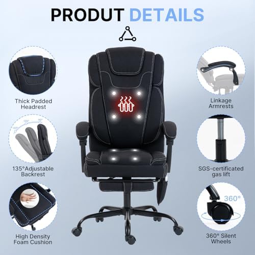 Massage Office Chair with Heat Reclining High Back Desk Chair