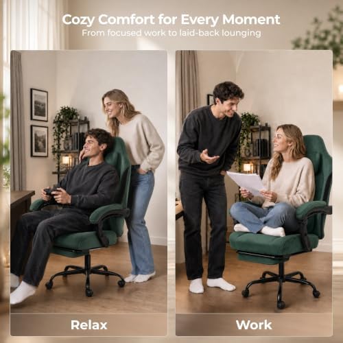 Fabric Gaming Chair with Heated Massage Lumbar Support, Pocket Spring Seat, Reclining Computer Chair with Footrest, Breathable High Back Gamer Chair, 350 lbs