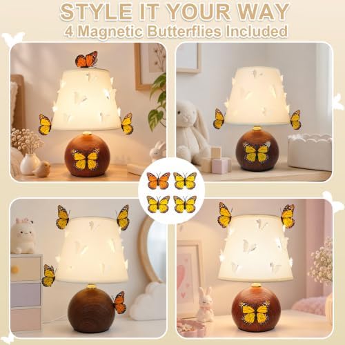 3D Butterfly Lamp, Small Girl Table Lamp with DIY Butterfly Decor (Wood)